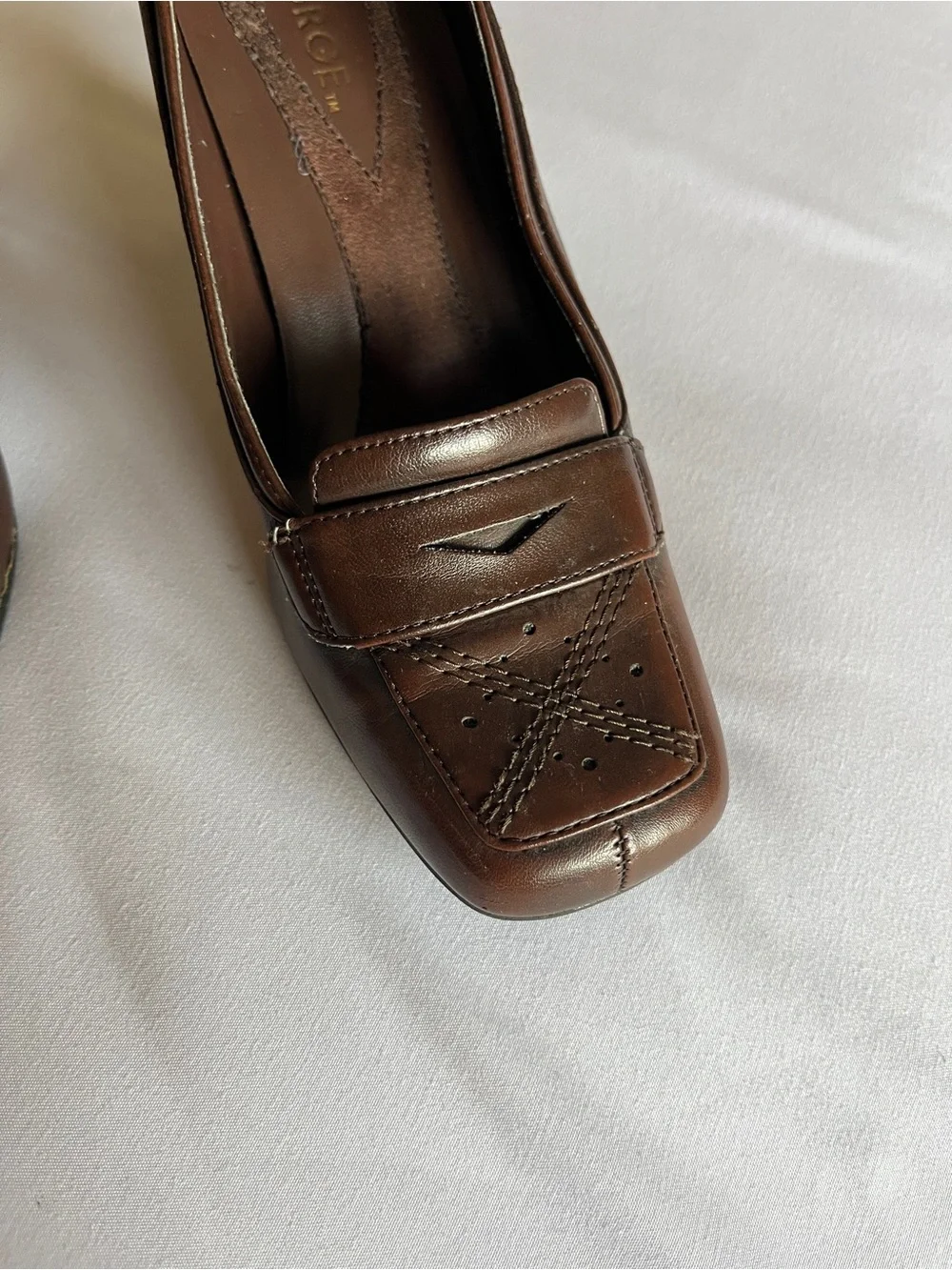 George Brown Heeled Loafers Size 5.5 Synthetic Leather Shoes